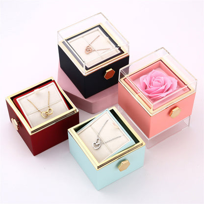Rotating Rose Flower Jewelry Box